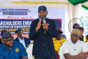 -r: Permanent Secretary, Ministry of Transportation, Mr. Maroof Olawale Musa; Special Adviser to the Governor on Infrastructure, Engr. Olufemi Daramola and Permanent Secretary, Office of Infrastructure, Engr. Olutokunbo O. Oyenuga, at the stakeholders Engagement.